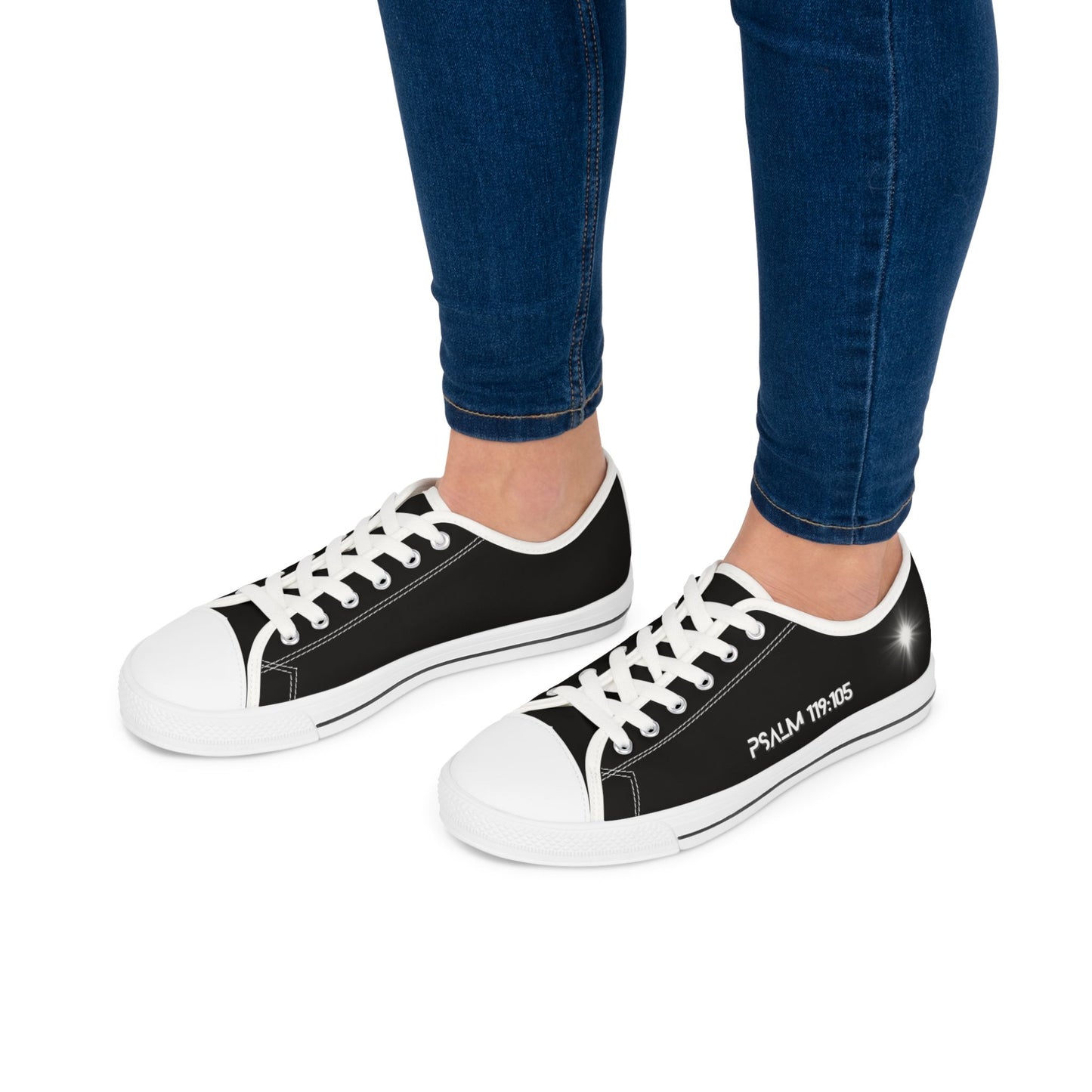 Z-kicks Psalm 119:105 "Be a lamp unto my feet" Classic Low Top Black Canvas Sneakers
