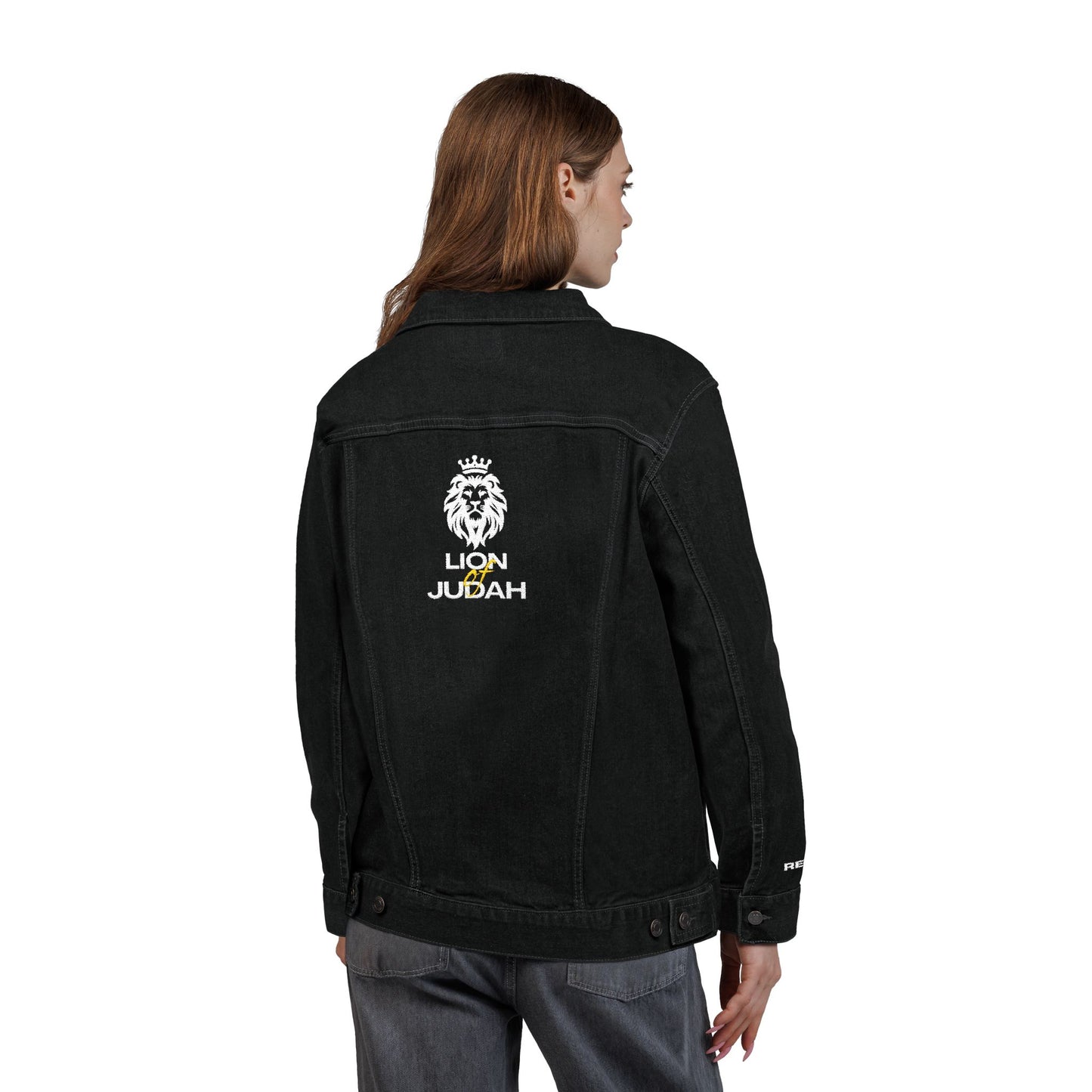 Z-Lux Embroidered Black Denim Jacket - Lion of Judah Revelation 5:5 - OUT OF STOCK