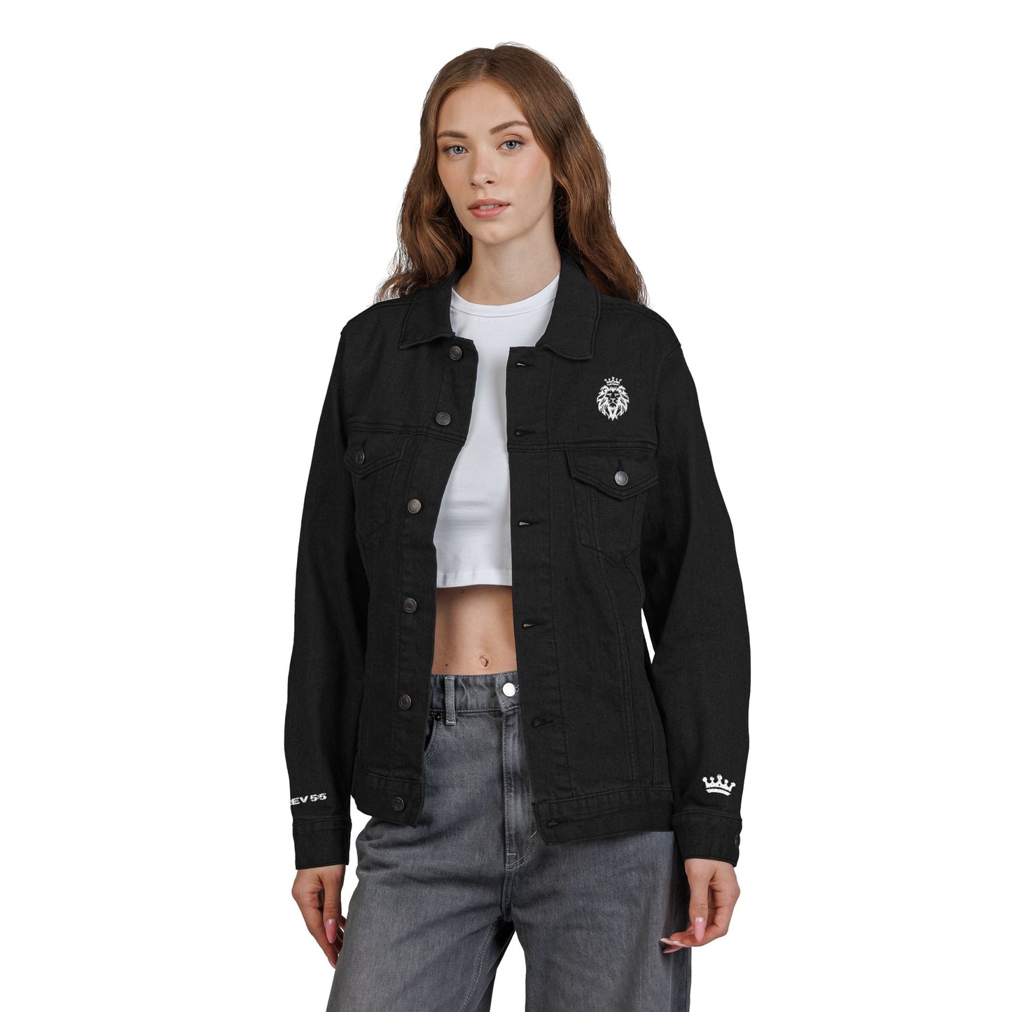 Z-Lux Embroidered Black Denim Jacket - Lion of Judah Revelation 5:5 - OUT OF STOCK