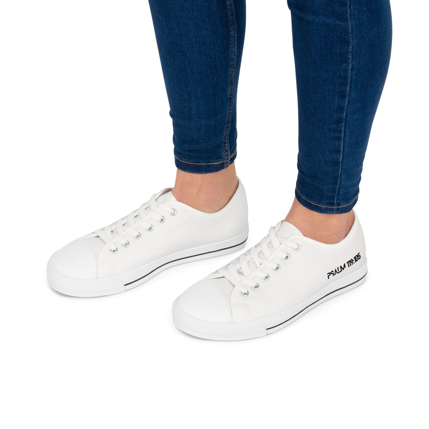 Z-kicks Psalm 119:105 "Be a lamp unto my feet" Classic Low Top White Canvas Sneakers