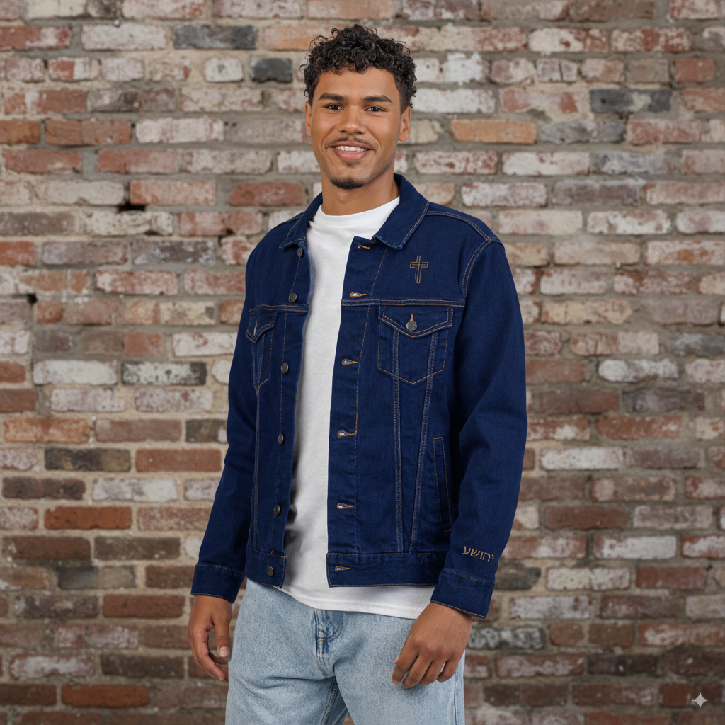 Z-Lux Embroidered Blue Denim Jacket - Cross of Yehusha - OUT OF STOCK